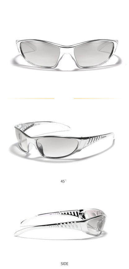 Y2K Silver Sunglasses Color Hollowed Out Future Sense Of Technology Hot Girls Net Red Sunglasses Women Sunglasses Trendy Men Beauty World Shop