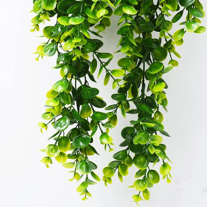 Artificial Hanging Plants Faux Eucalyptus Leaf Greenery Vine Outdoor UV Resistant Plastic Plants for DIY Home Wedding Decoration Beauty World Shop