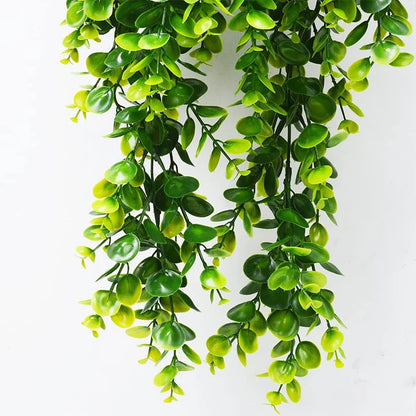 Artificial Hanging Plants Faux Eucalyptus Leaf Greenery Vine Outdoor UV Resistant Plastic Plants for DIY Home Wedding Decoration Beauty World Shop