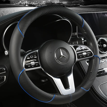 All Seasons Leather Diamond Steering Wheel Cover Universal Fit for 14 .5-15 Inch Durable Leather Cover Anti-Slip Veins Design Beauty World Shop