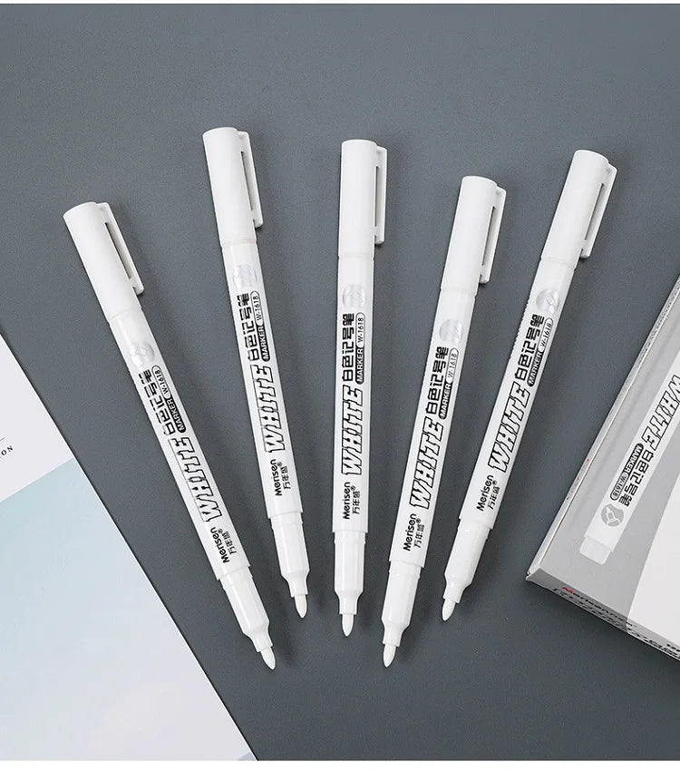 New 1/2/3PCS Waterproof Metal Marker Permanent White Paint Pen Washing Art Painting Graffiti Pens Fabric Wood Leather Marker1MM Beauty World Shop