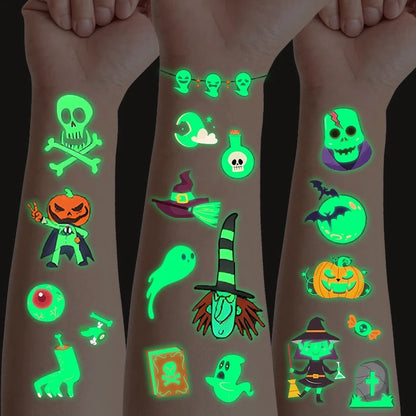 10Sheets Halloween Luminous Tattoo Stickers Ghost Pumpkin Kids Adults Halloween Party Decoration Glow In The Dark Supplies Gifts Beauty World Shop