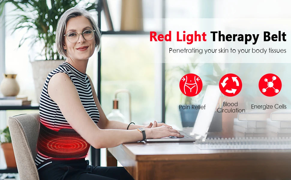 Infrared Light LED Healthcare Belt Waist Red Light Heating Massage Belt Pad Lumbar Back Waist Massager For Muscle Body Relief Beauty World Shop