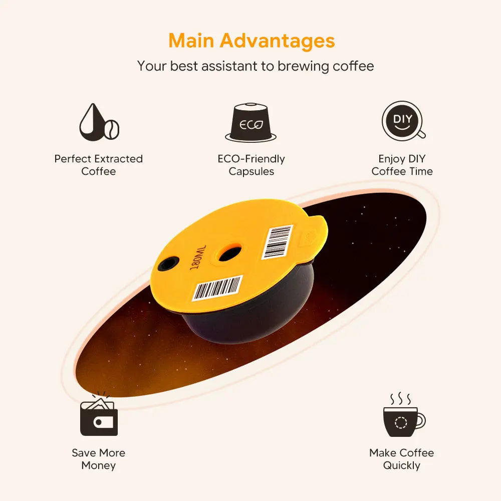 60/180200/220ML Reusable Coffee Capsule Pods for BOSCH-s Machine Tassimo Refillable Filter Pod Silicone Lid Replacement Beauty World Shop