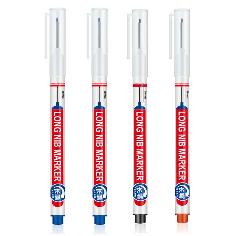 4Pcs/Set 20mm Deep Hole Long Nib Head Markers For Metal Perforating Pen Waterproof Bathroom Woodworking Decoration Multi-Purpose Beauty World Shop