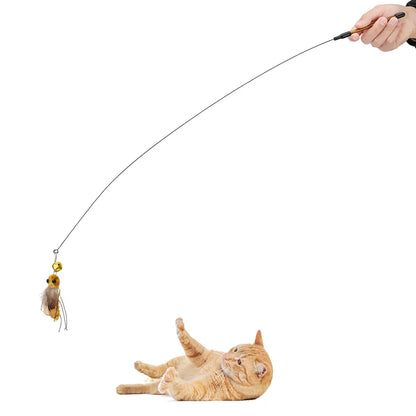 5pcs Small Replacement Head Fly Insect Cat Toy Accessories Funny Teaser Stick Interactive Wand Feather Bug Pet Toy Beauty World Shop