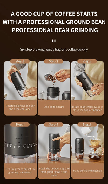 New Portable USB Electric Coffee Bean Grinder 40 Gears External Adjustable Rechargeable Grinders Household Mini Coffee Machine Beauty World Shop