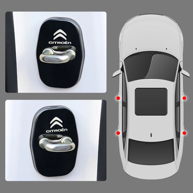 Metal Car Door Lock Cover for Citroen C4 C3-XR C5 Aircross C6 C-quatre Picasso C-Elysee C4L C3L Emblem Stickers Badge Beauty World Shop