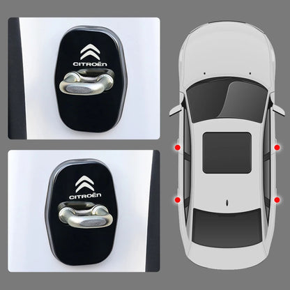 Metal Car Door Lock Cover for Citroen C4 C3-XR C5 Aircross C6 C-quatre Picasso C-Elysee C4L C3L Emblem Stickers Badge Beauty World Shop