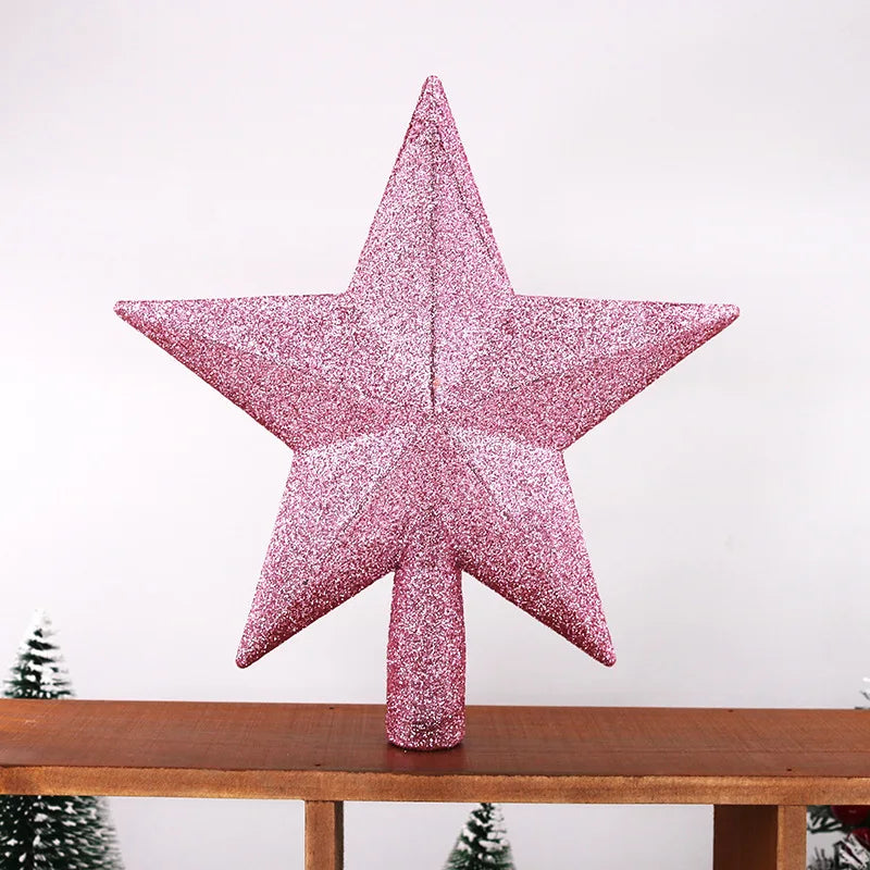 15/20cm Christmas Tree Top Star Merry Christmas Decorations for Home Shiny Gold Powder Five-pointed Star New Year's Ornament Beauty World Shop