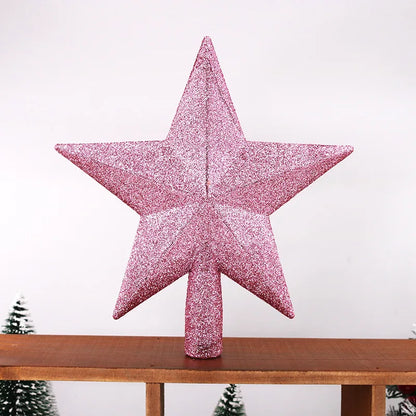 15/20cm Christmas Tree Top Star Merry Christmas Decorations for Home Shiny Gold Powder Five-pointed Star New Year's Ornament Beauty World Shop