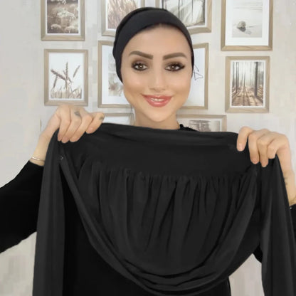 Instant Hijab with Button Ready to Wear Muslim Women Scarf Full Cover Head Wraps Islam Turban Caps Turbante Mujer Beauty World Shop
