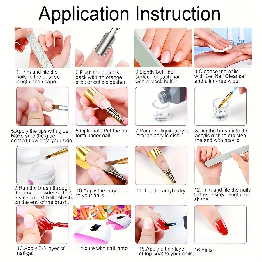 Acrylic Nail Kit Acrylic Powder With Acrylic Liquid For Gel Nails With UV Lamp For Gel Nails Set DIY Gifts For Women