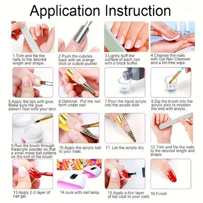 Acrylic Nail Kit Acrylic Powder With Acrylic Liquid For Gel Nails With UV Lamp For Gel Nails Set DIY Gifts For Women