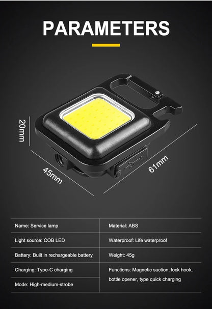 COB LED Mini Flashlight Super Bright EDC Keychain Light Outdoor Emergency Camping Pocket Lamp With Tail Magnet Corkscrew Beauty World Shop