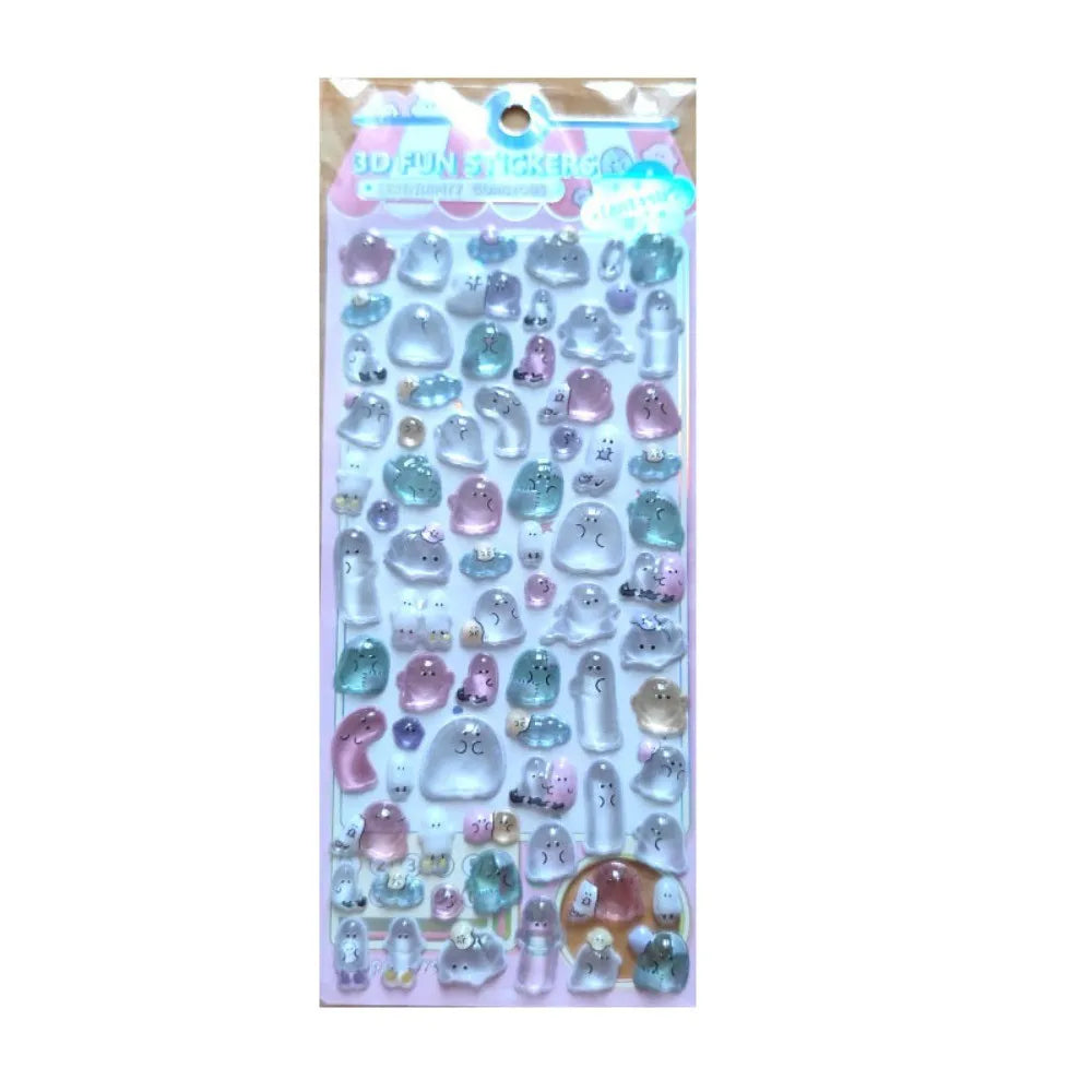 4-Piece Kids' Cartoon Cute Soft Ghost 3D Stickers - Adorable 3D Decor Decals for Phones, Notebooks(Anime Worlds Store) Beauty World Shop