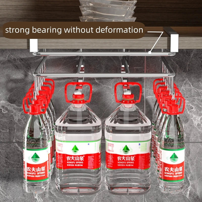 1PC Stainless Steel Hanging Kitchen Storage Rack with Hooks Paper Towel and Utensils Holder Cutting Board Storage Shelf Beauty World Shop