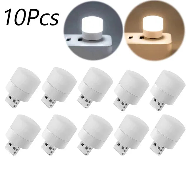 Small USB Night Light Computer Mobile Power Charging Mini Book Lamps LED Light Warm White Eye Protection Reading Light 1/10Pcs Beauty World Shop