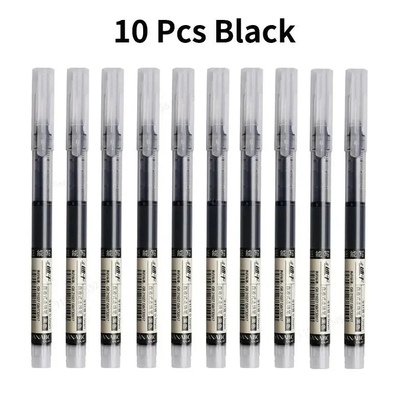 10Pcs/set High Quality Needle Type Gel Pens Straight Liquid Ballpoint Pen Kawaii Stationery School Office Supplies Writing Beauty World Shop