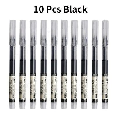 10Pcs/set High Quality Needle Type Gel Pens Straight Liquid Ballpoint Pen Kawaii Stationery School Office Supplies Writing Beauty World Shop