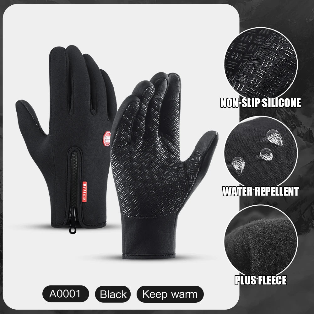 Winter Ski Gloves Men Bike Cycling Gloves Windproof Cold Proof Full Finger Outdoor Waterproof Bicycle Motorcycle Riding Mitten Beauty World Shop