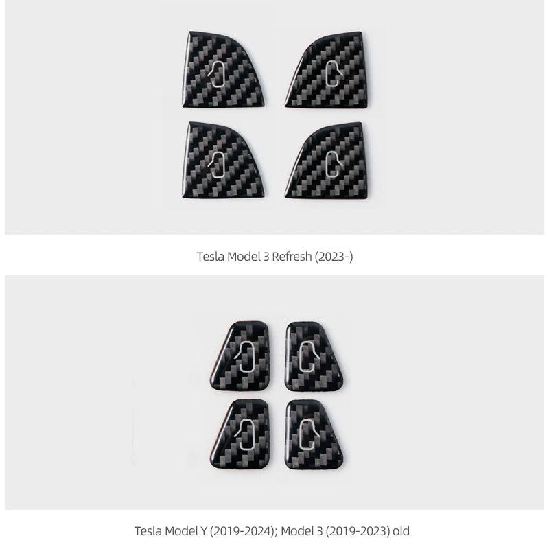 For Tesla Model Y 2019-2025 Juniper Model 3 Highland 2024 Carbon Fiber Car Interior Door Switch Button Trim Stickers Accessories Beauty World Shop