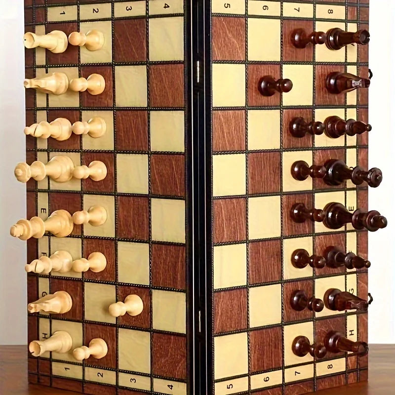 44cm/ 17.3inWooden folding chess set felt game board inside store adult gift family game board Beauty World Shop
