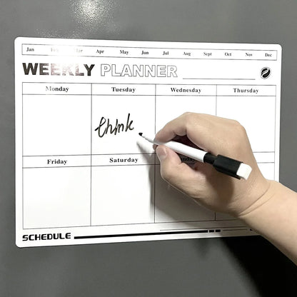 Magnetic Refrigerator Calendar Sticker - Reusable Weekly/Monthly Planner, Customizable Note Board for Home Office Beauty World Shop