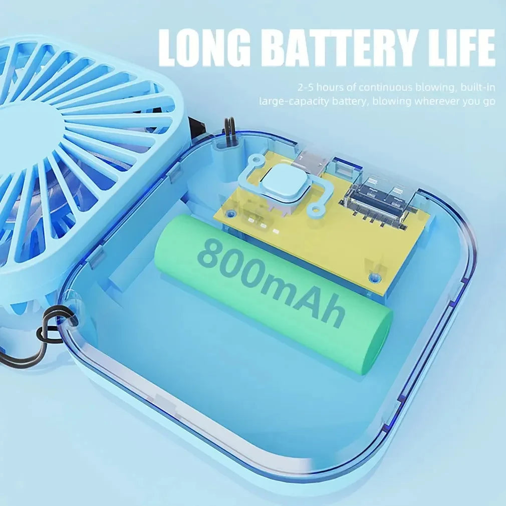 Mini Hanging Neck Fans Portable Folding USB Fans Mute Power Bank Portable Handheld Desktop Multi Function