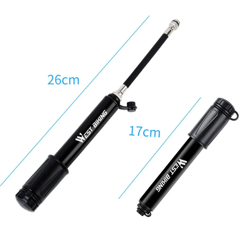 WEST BIKING 100Psi Mini Bike Pump Aluminum Alloy Bicycle Hand Air Pump Tire Inflator Schrader Presta Valve MTB Road Cycling Pump Beauty World Shop