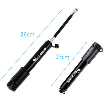 WEST BIKING 100Psi Mini Bike Pump Aluminum Alloy Bicycle Hand Air Pump Tire Inflator Schrader Presta Valve MTB Road Cycling Pump Beauty World Shop