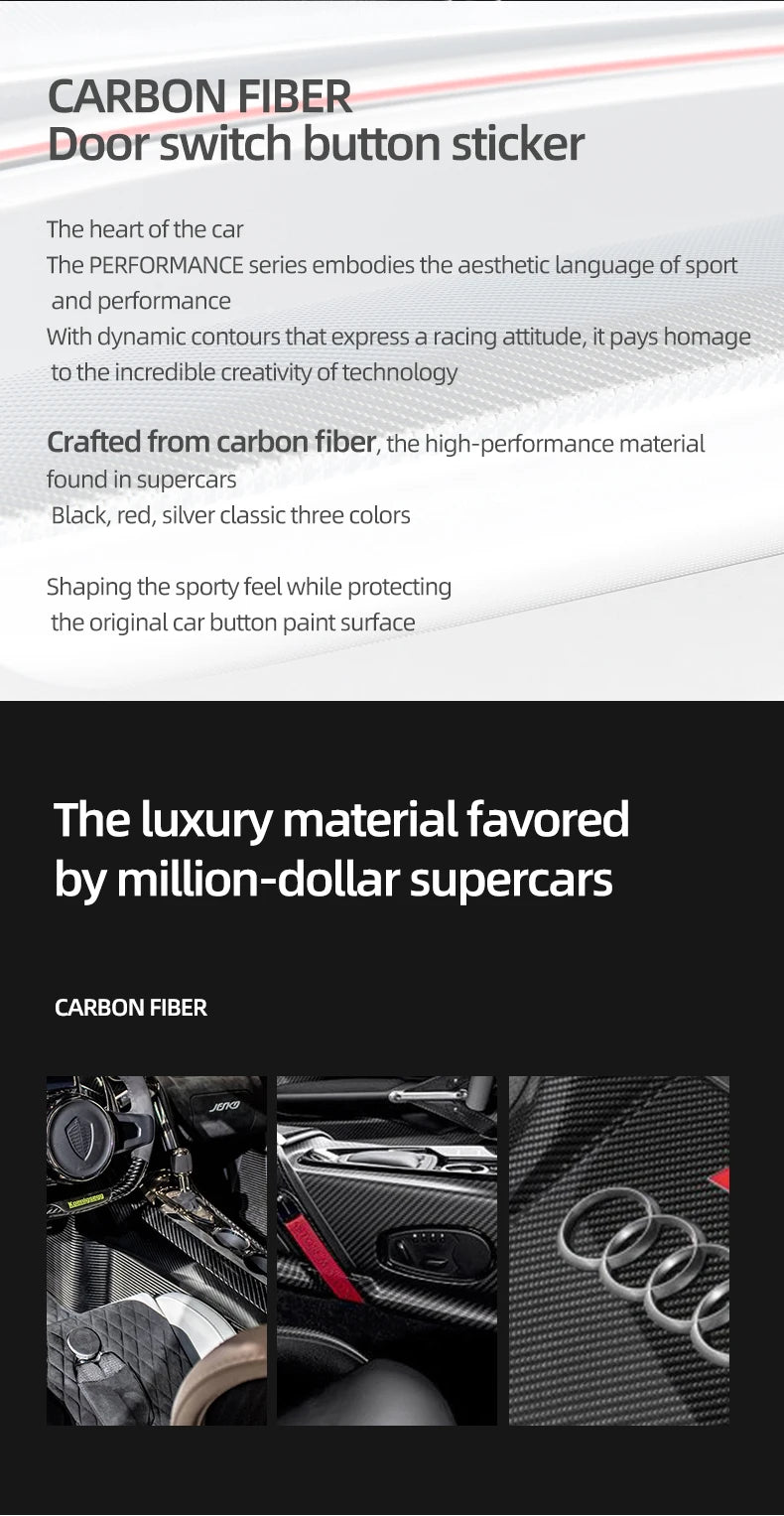 For Tesla Model Y 2019-2025 Juniper Model 3 Highland 2024 Carbon Fiber Car Interior Door Switch Button Trim Stickers Accessories Beauty World Shop