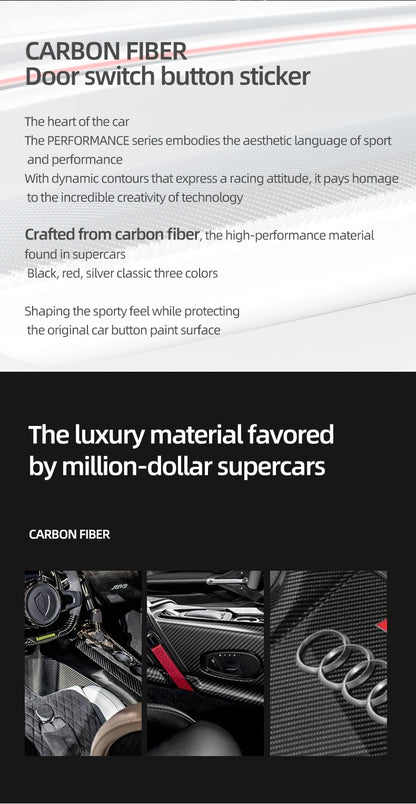 For Tesla Model Y 2019-2025 Juniper Model 3 Highland 2024 Carbon Fiber Car Interior Door Switch Button Trim Stickers Accessories Beauty World Shop