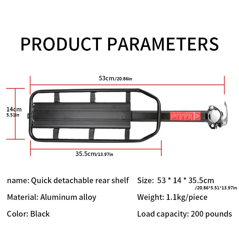 Mountain Bike Carrier With Reflective Plate Riding Equipment Quick Disassembly Aluminum Alloy Bicycle Rear Shelf Bicycle Parts Beauty World Shop