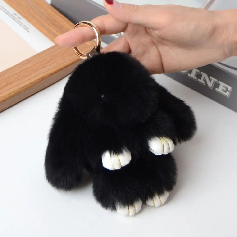 Fluffy Bunny Keychain - Plush Play Dead Rabbit Doll with Bow, Cute Animal Keychain Toy for Kids Girls, Soft Furry Gift Beauty World Shop