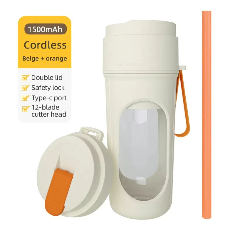 Portable Juicer Blender 400ml Electric Fruit Juicer USB Charging Lemon Orange Fruit Juicing Cup Smoothie Blender Machine 2cups Beauty World Shop