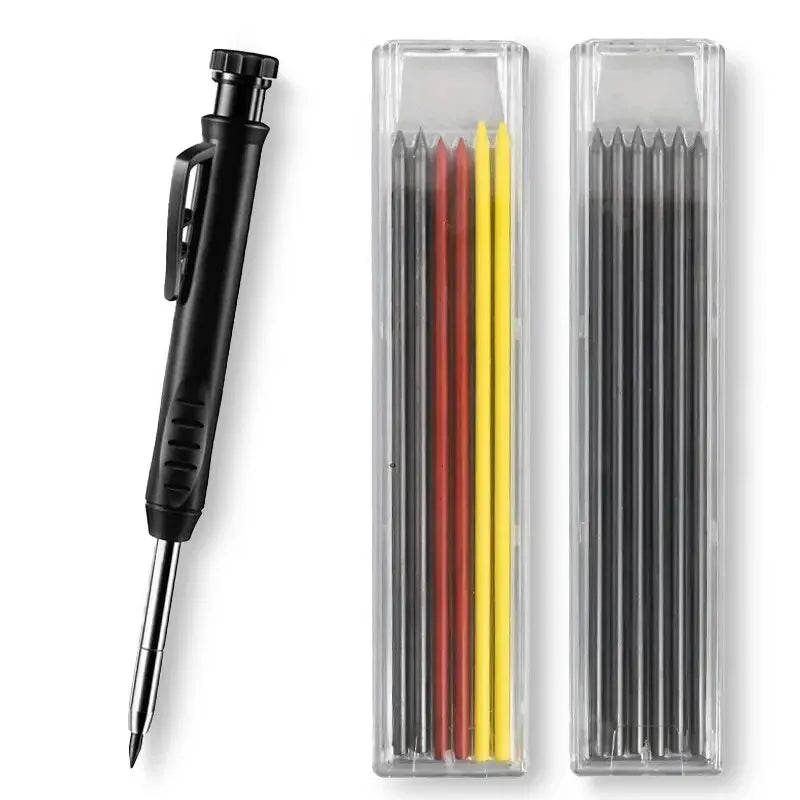 Solid Carpenter Pencil Set Woodworking Tools Mechanical Pencil 5 Colors Refill Construction Job Tools Carpentry Marking Scriber Beauty World Shop