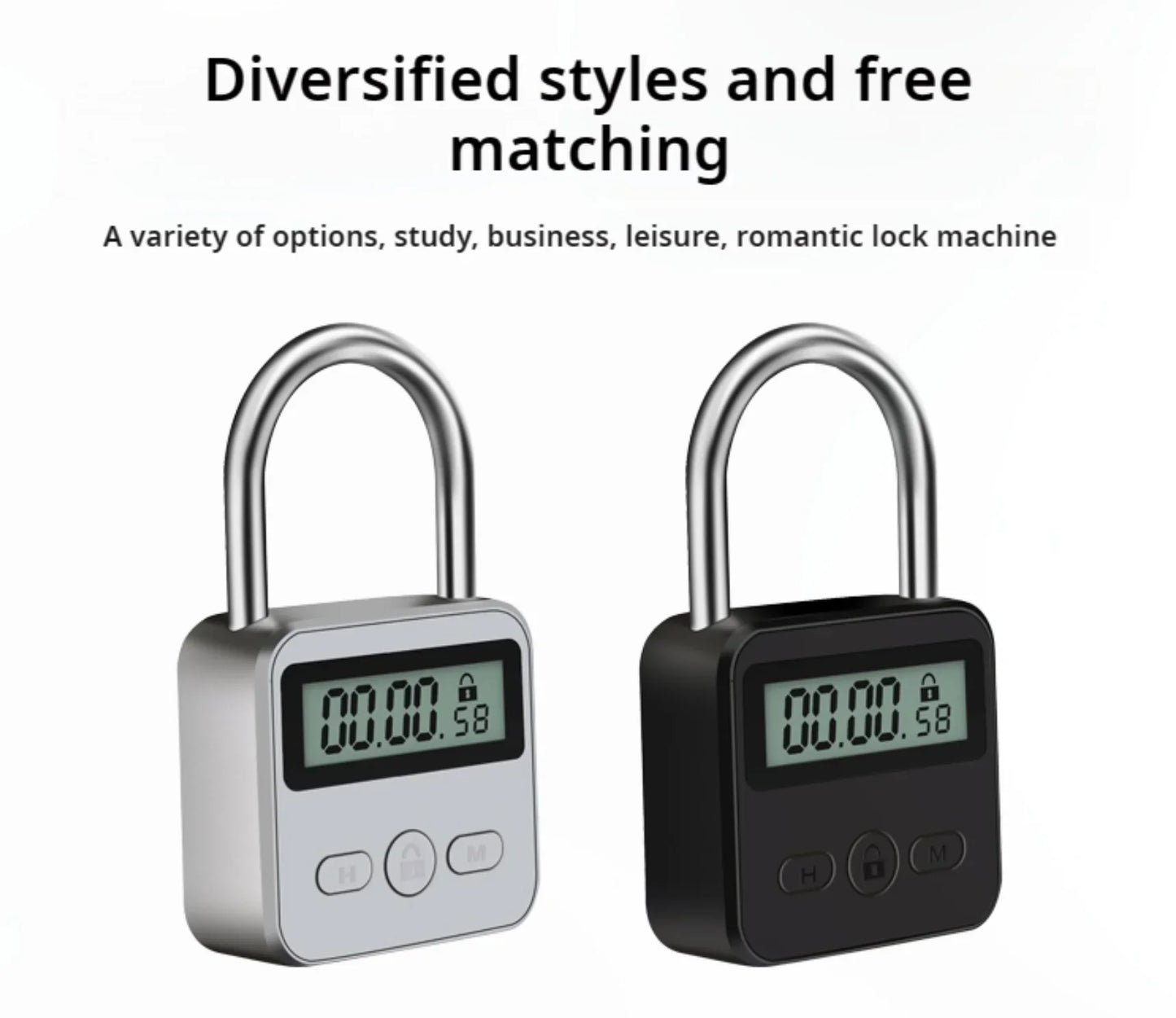 Timer Padlock LCD HD Display Add Backlight Zinc Alloy 99 Hours Max Timing Super Long Standby Anti-addiction Electronic Lock Beauty Trend Shop