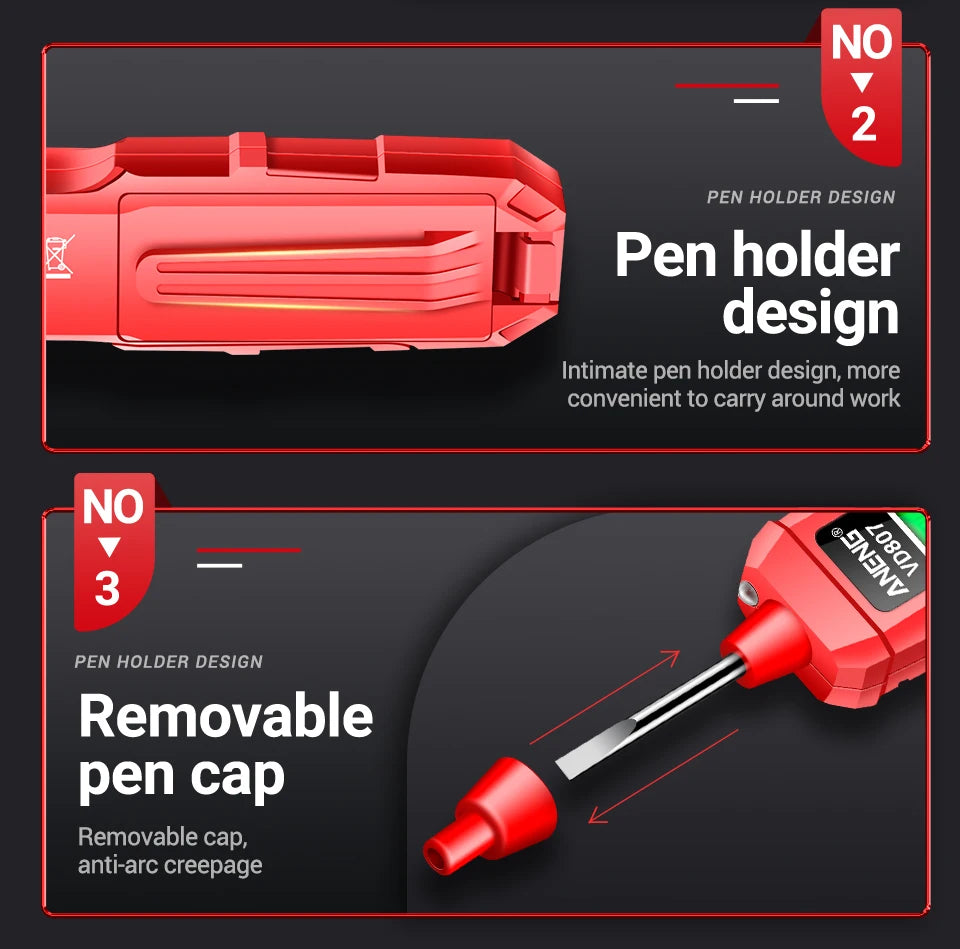 ANENG VD807 One-word Induction Portable 50/60Hz Smart Electric Pen Tester NCV Sensor AC 12-300V Non-contact Wire Detector Tools Beauty World Shop