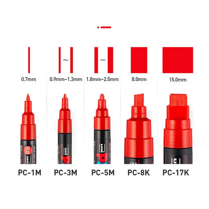 Uni Posca Full Marker PC-1M 3M 5M Multi-Colours Acrylic Permanente Rotulador Poster Graffiti Painting Pen For Fabric Rock Metal Beauty World Shop