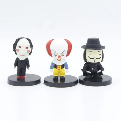10 Pieces / Set Horror Film Series Jason Freddy Clown Action Figure Toys PVC Model Halloween Gift Vinyl Figurine Doll Gift Beauty World Shop