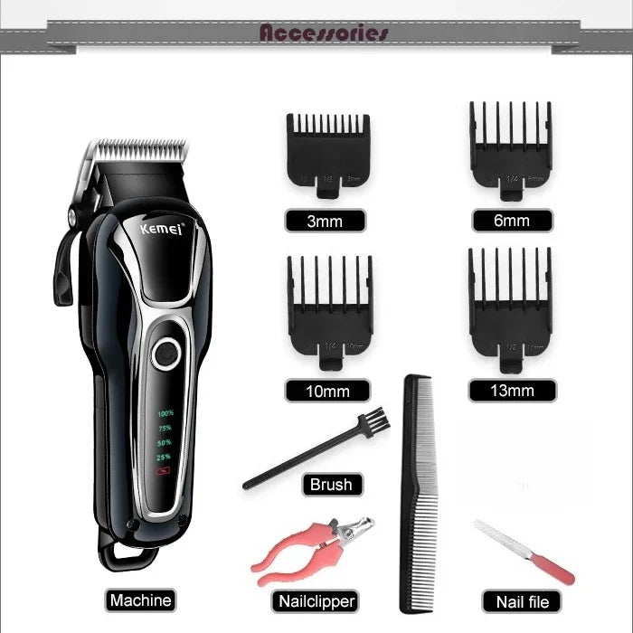 Kemei Rechargeable Professional Dog Hair Trimmer for Cat Cutter Grooming Machine Hair Remover Animal Hair Clipper for Pet Beauty Trend Shop