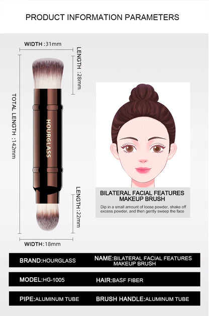 Hourglass Makeup Brush- No.15 Retractable Double-Ended Complexion Brush Soft Fiber Hair Fashion Design Single Face Brush Beauty World Shop