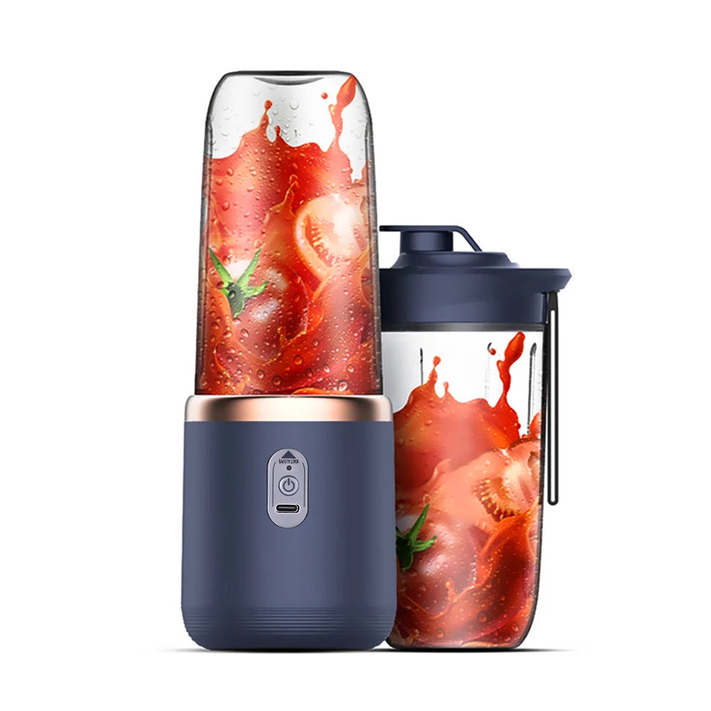 6 Blades Electric Juicer Cup with 2 Cups For Travel Portable Juicer Mixer Usb Charge Fresh Fruit Juice Personal Blender Smoothie Beauty World Shop