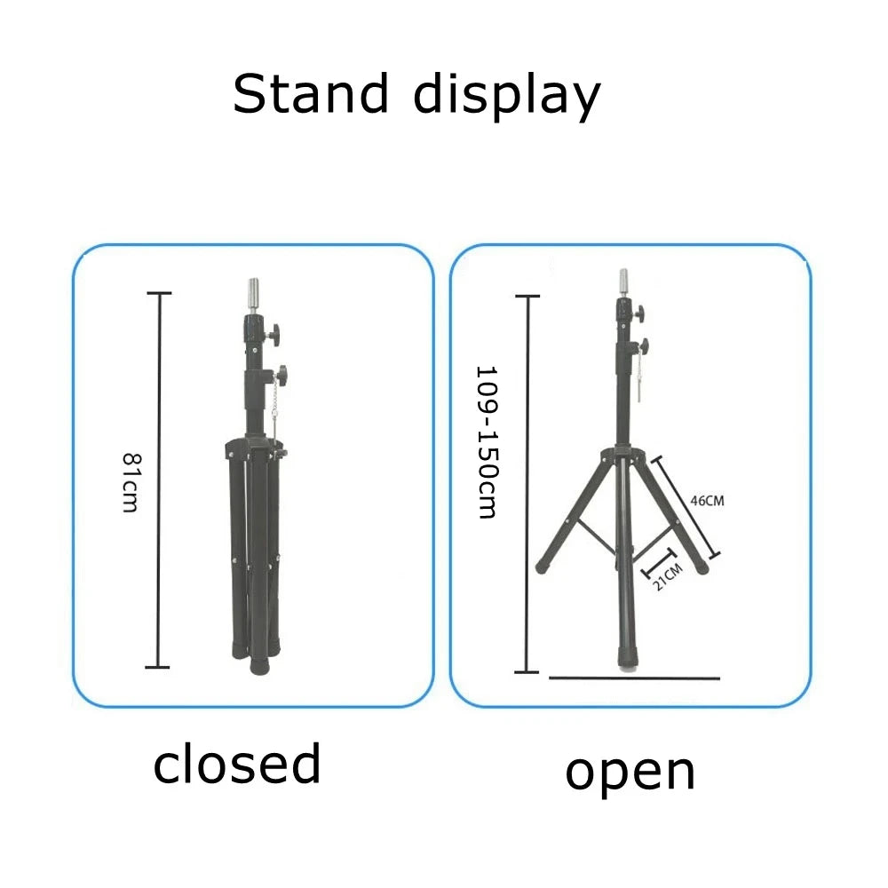 150cm high Tripod Canvas Head Stand Training Mannequin Stand Wig Holder Adjustable Plastic Material Hair Accessory Tools Beauty World Shop
