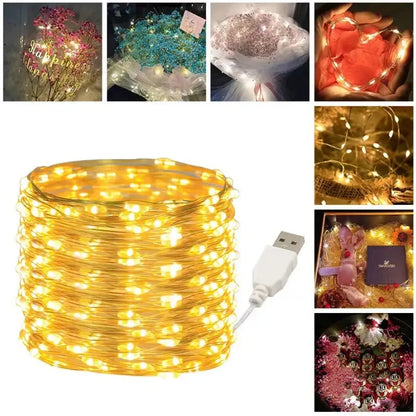 30M 10M Waterproof USB LED Lights String Copper Wire Fairy Garland Light Lamp Christmas Wedding Party Holiday Lighting wreath Beauty World Shop