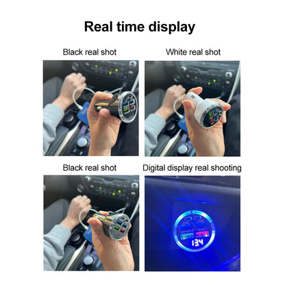 66-250W PD Car Charger QC3.0 Fast Charge One to Six Car Cigarette Lighter Plug Car Charger Flash Charge with Digital Display Beauty World Shop