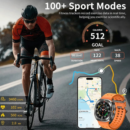 Smart Watch 8 Ultra 2025 Color Matching GPS Compass Smart Watch BT call NFC IP68 Waterproof 4GB Health monitoring Reduction 100% Beauty World Shop