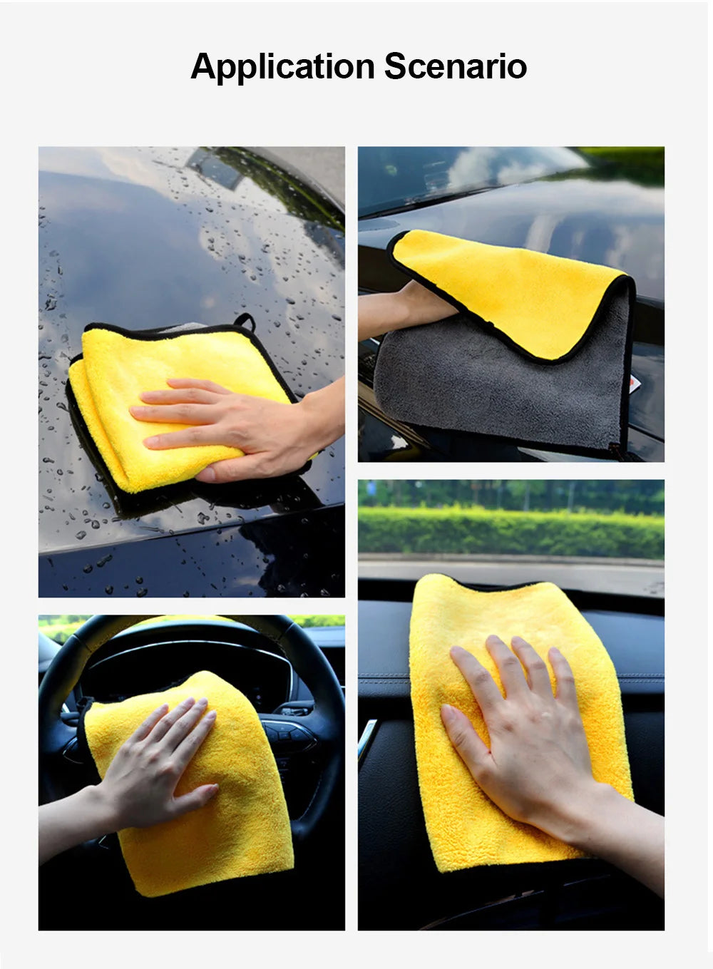 Car Wash Microfiber Towel 30x30/60CM Car Cleaning Drying Cloth Hemming Car Care Cloth Detailing Car Wash Towel Beauty Fashion