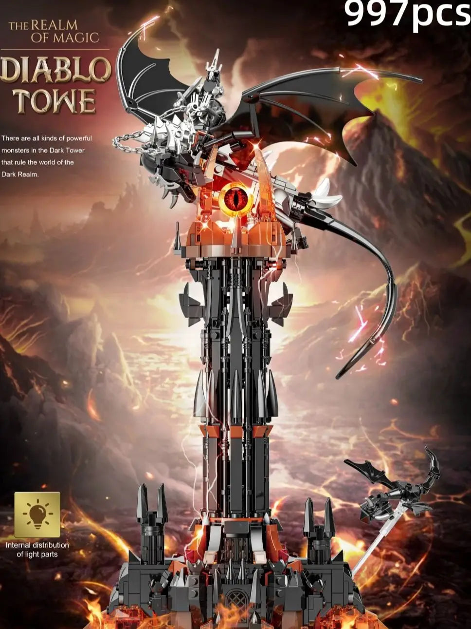 Moc-Lord Movie Rings Model The Fell Beast Magic Tower Building Blocks Fortress Castle Creative Assemble  Bricks Toys Gift For Ki Beauty World Shop